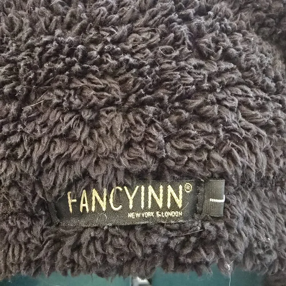 Fancyinn Black Sherpa‎ Cropped Jacket Size L